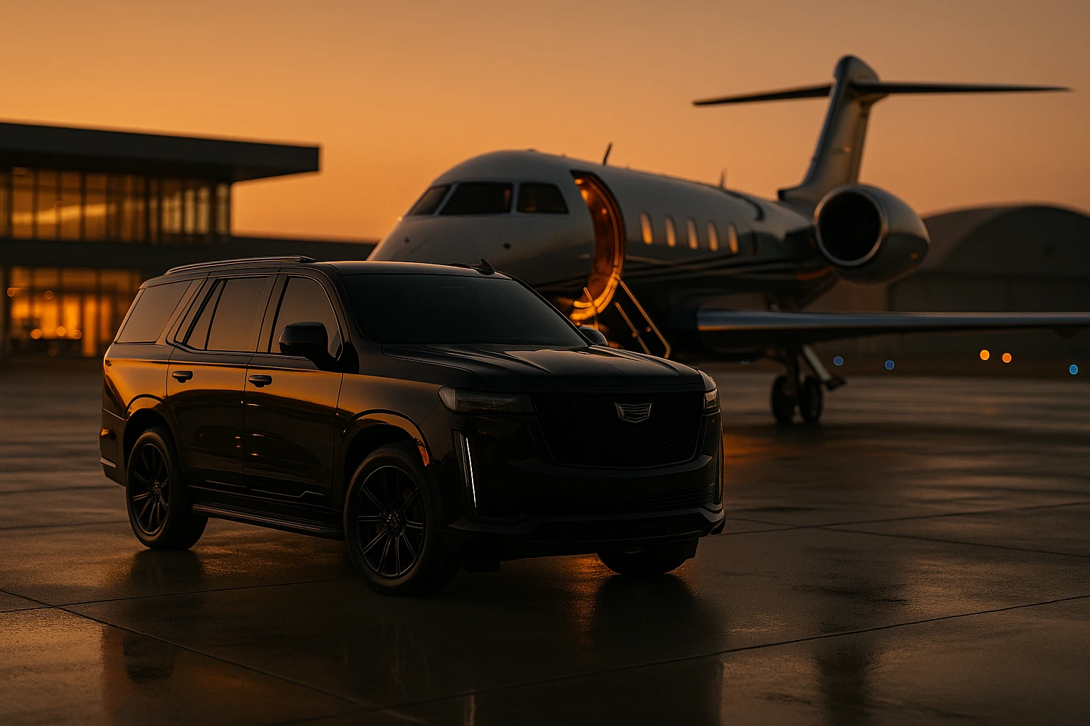 Monarch black car chauffeur service at Atlantic Aviation