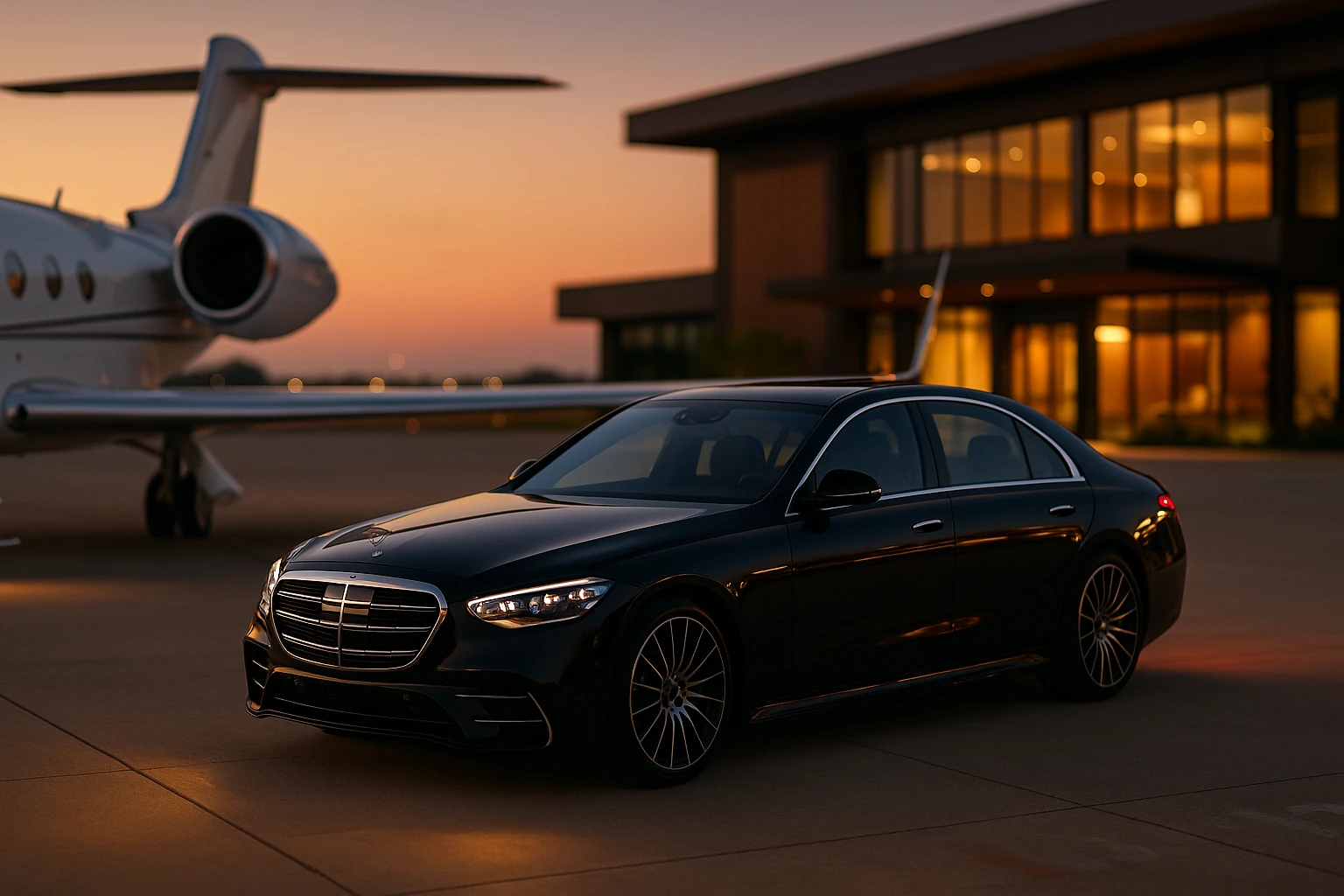 Monarch black car chauffeur service at Signature Flight Support