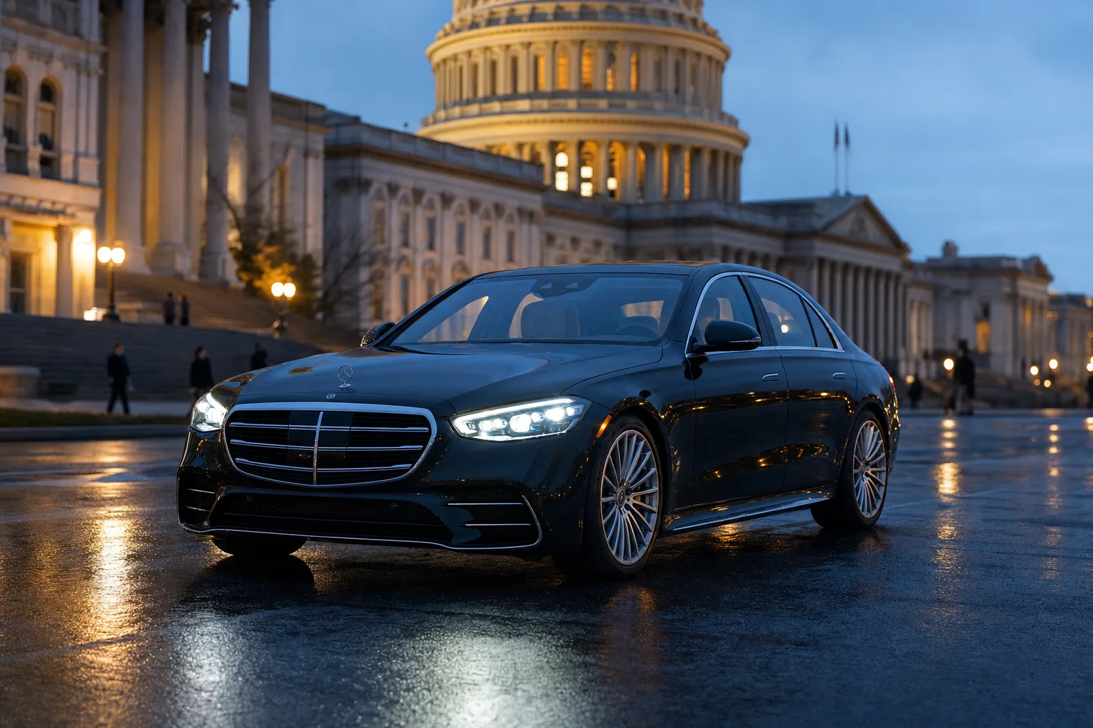 Black Mercedes-Benz S580 Luxury Sedan for Washington DC corporate travel